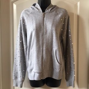Michael Kors M Gray Sweatshirt Jacket Rhinestones